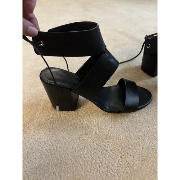 Rebecca Minkoff High Heels 6M Womens Black Leather Tie Closure Block Heels - Picture 3 of 5